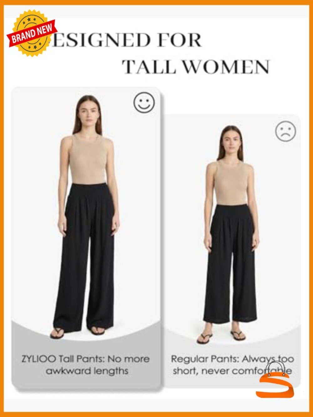 Tall Wide Leg Palazzo Pants High Waisted Flowy with Pockets Long Inseam - Picture 4 of 7